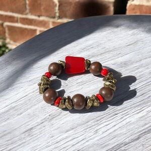 Brown and Red Beaded Bracelet